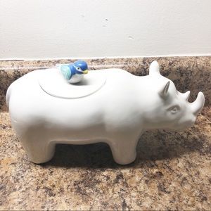 Opalhouse Rhino Ceramic Cookie Jar White New